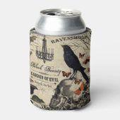 モダンヴィンテージハロウィンのカラスとスカル 缶クーラー (缶正面)