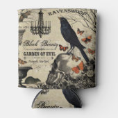 モダンヴィンテージハロウィンのカラスとスカル 缶クーラー (正面)