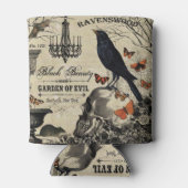 モダンヴィンテージハロウィンのカラスとスカル 缶クーラー (裏面)