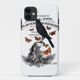 モダンヴィンテージハロウィンのカラスとスカル iPhone 11 ケース