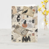 モダンヴィンテージハロウィンのポストカード カード (黄色い花)