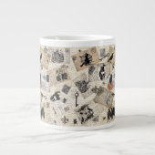 モダンヴィンテージハロウィンのポストカード ジャンボコーヒーマグカップ (正面)