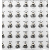 モダンヴィンテージハロウィンスカルと王冠 シャワーカーテン (正面)