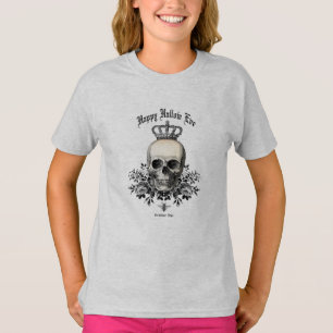 モダンヴィンテージハロウィンスカルと王冠 Tシャツ