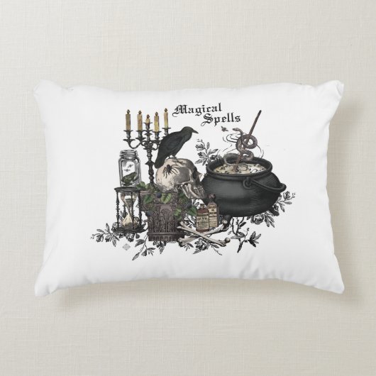 モダンヴィンテージハロウィンスカル アクセントクッション (正面)