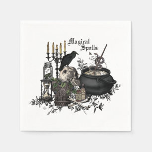 モダンヴィンテージハロウィンスカル スタンダードカクテルナプキン