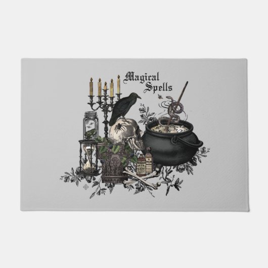 モダンヴィンテージハロウィンスカル ドアマット (正面)