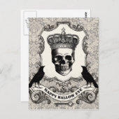 モダンヴィンテージハロウィンスカル ポストカード (正面/裏面)