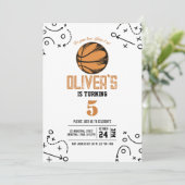 モダンヴィンテージバスケットボール戦術誕生日 招待状 (スタンド正面)