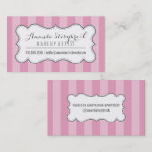 モダンヴィンテージパタストライプーントレンディーピンク灰色 名刺 (正面/裏面)