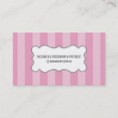 モダンヴィンテージパタストライプーントレンディーピンク灰色 名刺 (裏面)