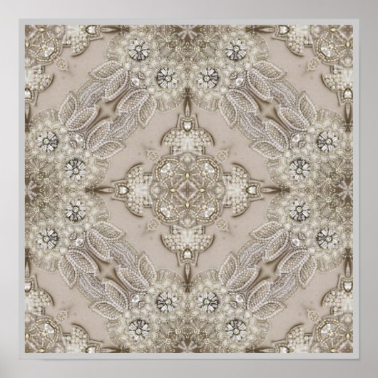 モダンヴィンテージパリファッションエレガントグレーベージュ ポスター (正面)