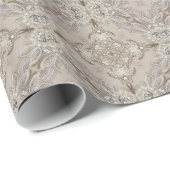 モダンヴィンテージパリファッションエレガントグレーベージュ ラッピングペーパー (ロールコーナー)