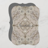 モダンヴィンテージパリファッションエレガントグレーベージュ 招待状 (正面/裏面)