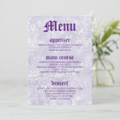 モダンヴィンテージパープル結婚のテーブルメニューカード メニュー (スタンド正面)