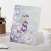 モダンヴィンテージパープル結婚フローラのテーブル番号 台座サイン (インサイチュ)