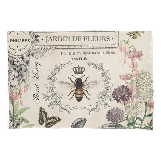 モダンヴィンテージビーフランスのガーデン 枕カバー (正面左)