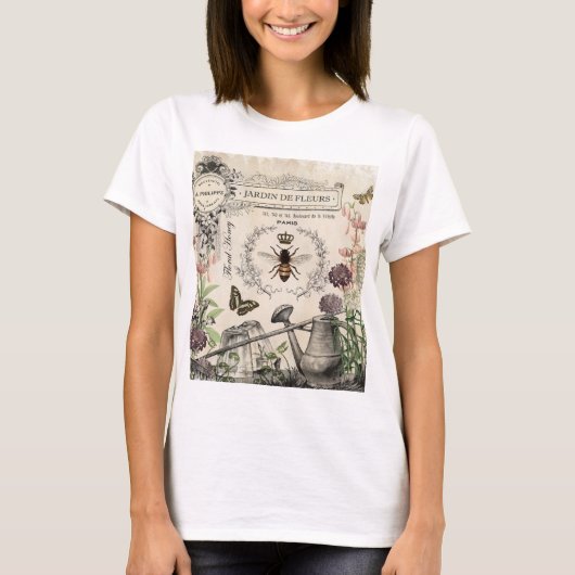 モダンヴィンテージビーフランスのガーデン Tシャツ (正面)