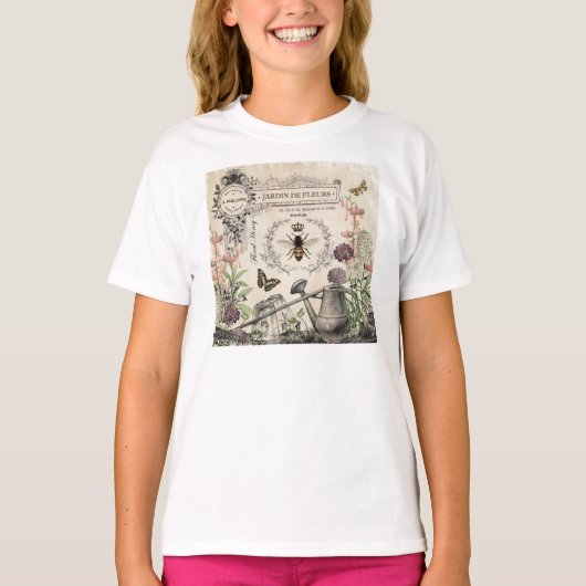 モダンヴィンテージビーフランスのガーデン Tシャツ (正面)