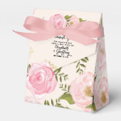 モダンヴィンテージピンクパーソナライズされたフローラ結婚ズ フェイバーボックス (正面サイド)