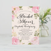 モダンヴィンテージピンクフローラブライダルシャワー 招待状 (スタンド正面)