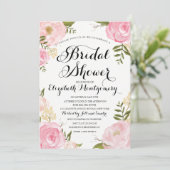 モダンヴィンテージピンクフローラブライダルシャワー 招待状 (スタンド正面)