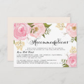 モダンヴィンテージピンクフローラ結婚ズアコモデーション エンクロージャーカード (正面/裏面)