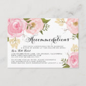 モダンヴィンテージピンクフローラ結婚ズアコモデーション エンクロージャーカード (正面)