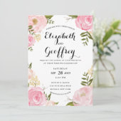 モダンヴィンテージピンクフローラ結婚式招待状 招待状 (スタンド正面)