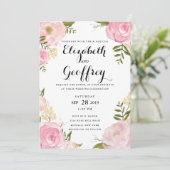 モダンヴィンテージピンクフローラ結婚式招待状 招待状 (スタンド正面)