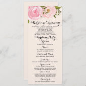 モダンヴィンテージピンクフローラ結婚式 プログラムカード プログラム (正面/裏面)