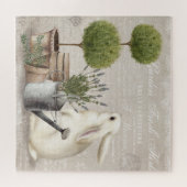 モダンヴィンテージファームハウスガーデンバニーパズル ジグソーパズル (横)