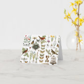 モダンヴィンテージフランスのの植物性の鳥花 カード (黄色い花)