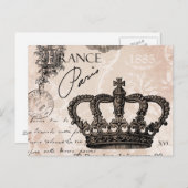 モダンヴィンテージフランスのの粗末なシックな王冠 ポストカード (正面/裏面)