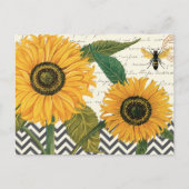 モダンヴィンテージフランスのひまわり ポストカード (正面)