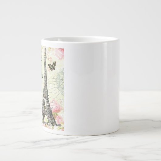 モダンヴィンテージフランスのエッフェル塔 ジャンボコーヒーマグカップ (正面)