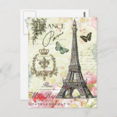 モダンヴィンテージフランスのエッフェル塔 ポストカード (正面/裏面)