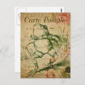 モダンヴィンテージフランスのカエルのコラージュはがき ポストカード (正面/裏面)