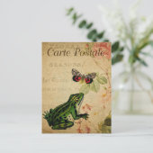 モダンヴィンテージフランスのカエルのコラージュはがき ポストカード (スタンド正面)