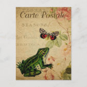 モダンヴィンテージフランスのカエルのコラージュはがき ポストカード (正面)