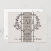 モダンヴィンテージフランスのカフェ ポストカード (正面/裏面)