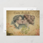 モダンヴィンテージフランスのキス用葉書 ポストカード (正面/裏面)