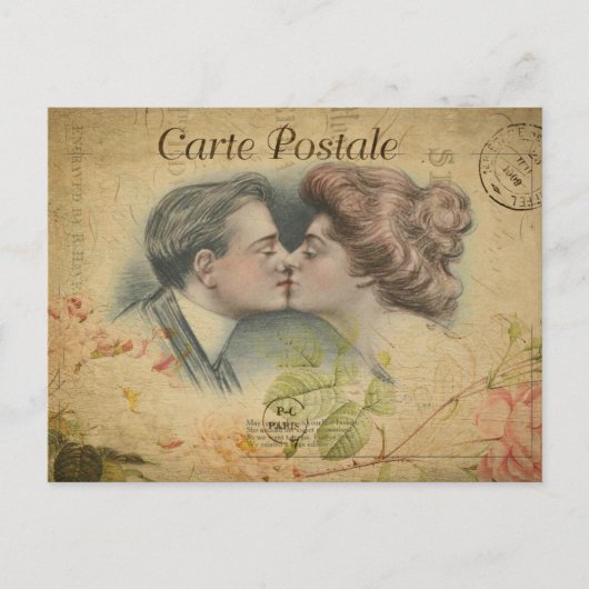 モダンヴィンテージフランスのキス用葉書 ポストカード (正面)