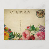 モダンヴィンテージフランスのコラージアートバタフライポストカ ポストカード (正面)