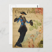 モダンヴィンテージフランスのコラージュはがき ポストカード (正面/裏面)