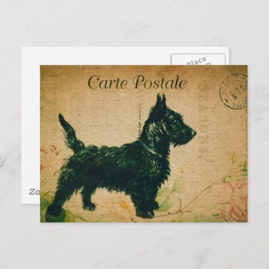 モダンヴィンテージフランスのコラージュはがき ポストカード (正面/裏面)