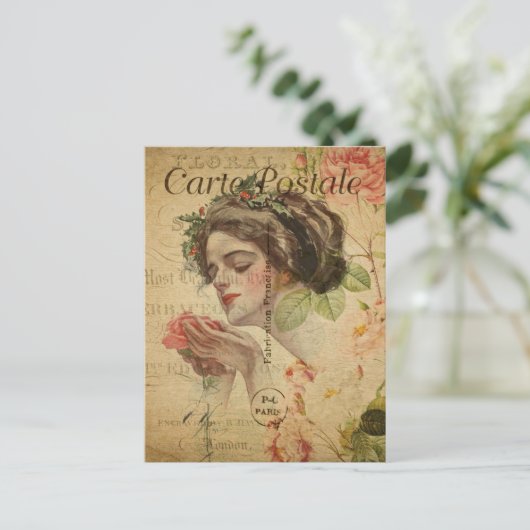 モダンヴィンテージフランスのコラージュはがき ポストカード (スタンド正面)