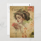 モダンヴィンテージフランスのコラージュはがき ポストカード (正面/裏面)