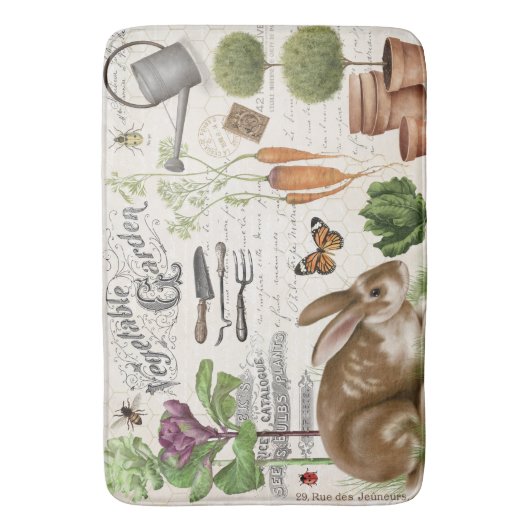 モダンヴィンテージフランスのファームハウスガーデンラビット バスマット (正面縦)