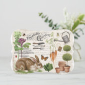 モダンヴィンテージフランスのファームハウスガーデンラビット 招待状 (スタンド正面)